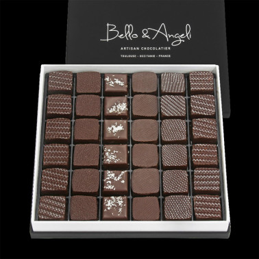 Coffrets 36 chocolats Grands Crus et Ganaches Noires Bello & Angeli